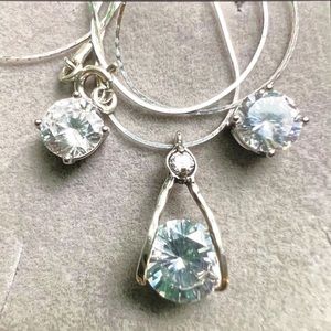 925 silver chain and earrings set, 17 inches long,